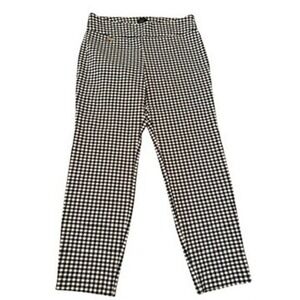 LC by Laura Cruz Gingham Check Pull On Pants Black White Size 14 Stretch